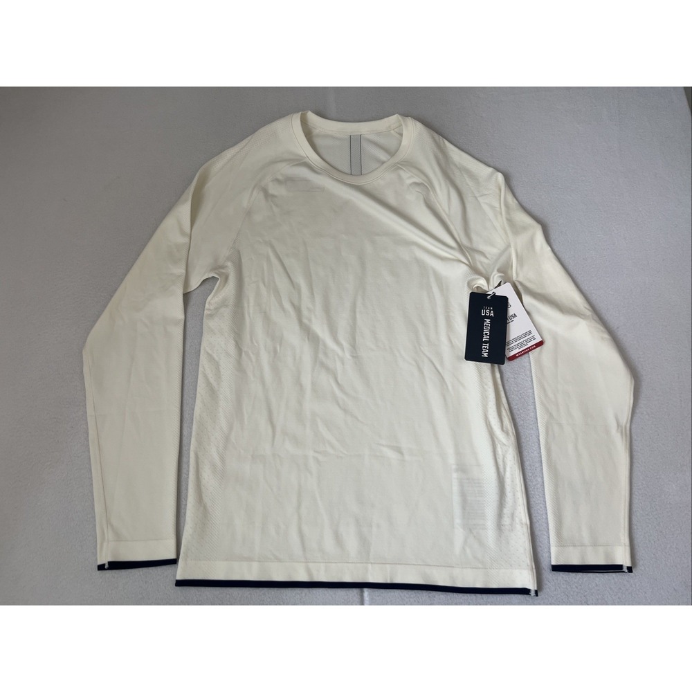 Figs Team USA Makato Seamless Long Sleeve Underscrub Mens M White A01001